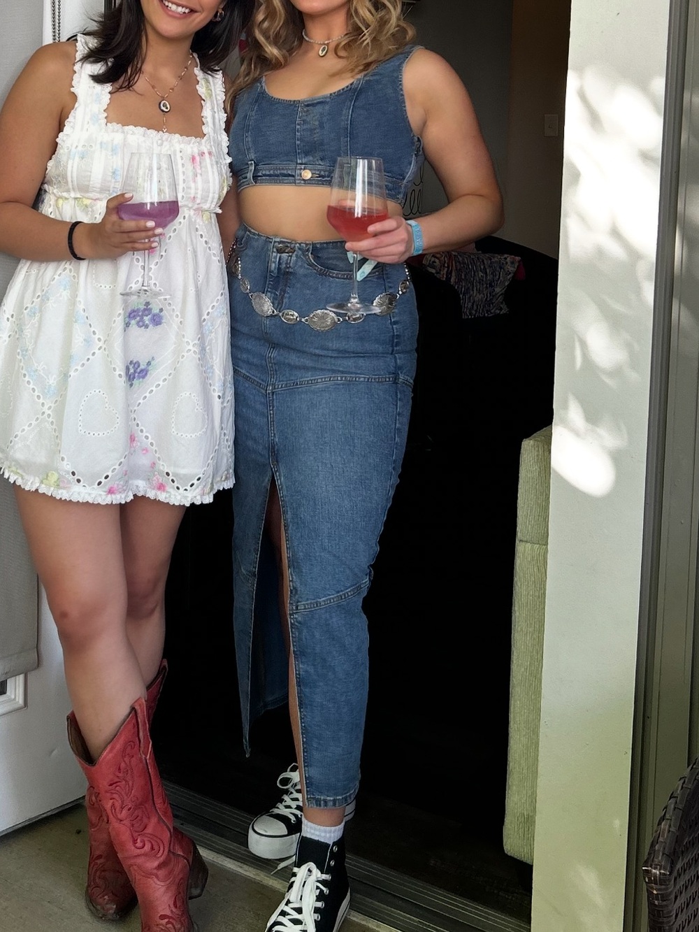Mid Rise Denim Maxi Skirt